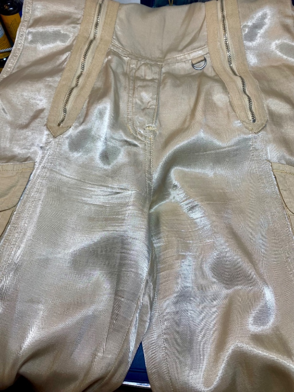 VTG Biscote Seymour Metallic Cargo Jumpsuit • Y2K Archival Cyber Gorpcore S NWOT - Picture 9 of 16
